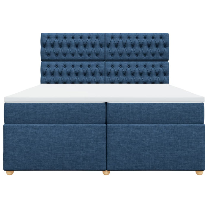 Pat box spring cu saltea, albastru, 200x200 cm, textil - WALTI WALTI