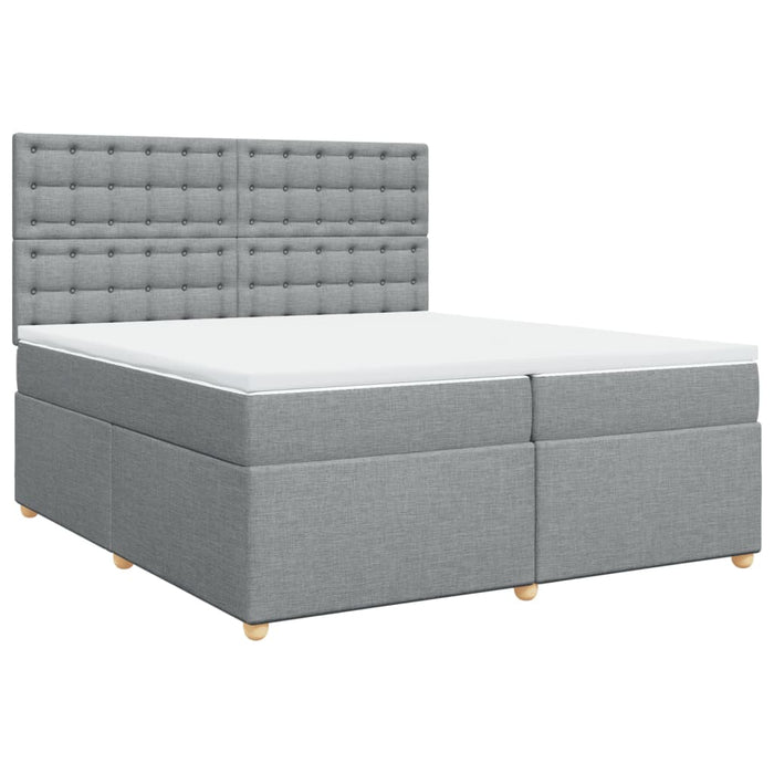 Pat box spring cu saltea, gri deschis, 200x200 cm, textil - WALTI WALTI