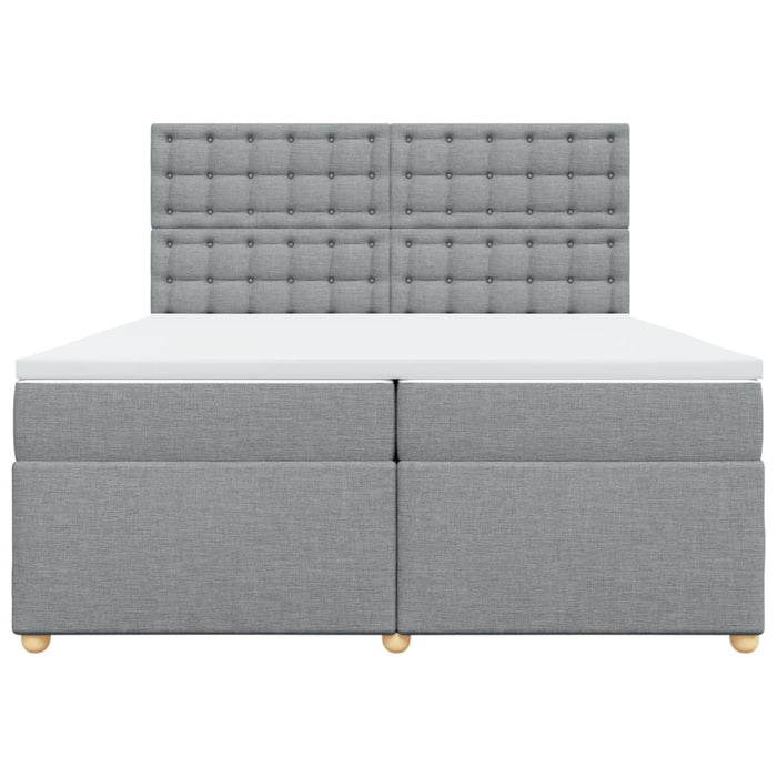 Pat box spring cu saltea, gri deschis, 200x200 cm, textil - WALTI WALTI
