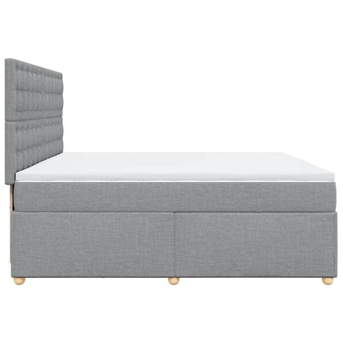 Pat box spring cu saltea, gri deschis, 200x200 cm, textil - WALTI WALTI