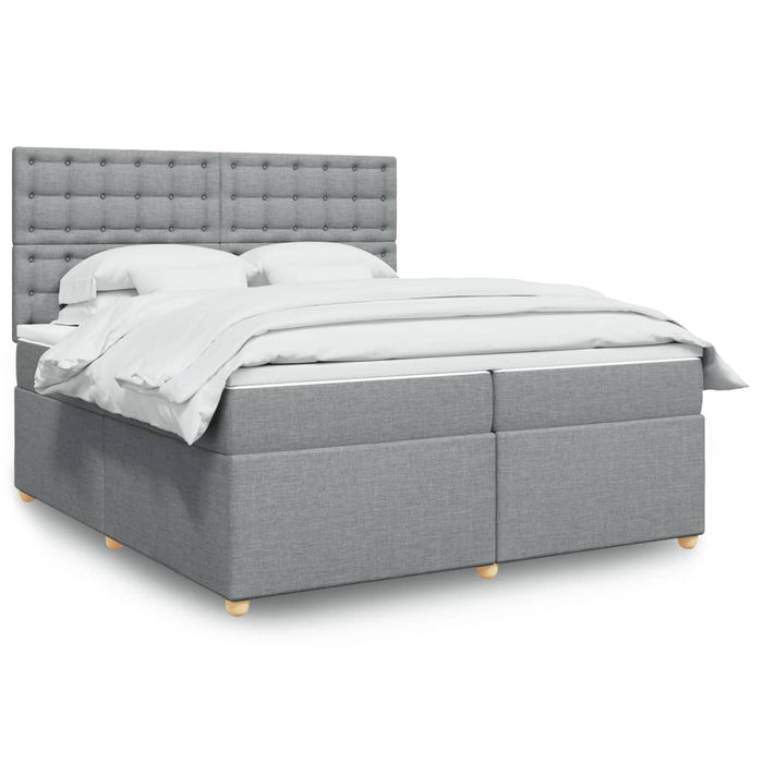 Pat box spring cu saltea, gri deschis, 200x200 cm, textil - WALTI WALTI
