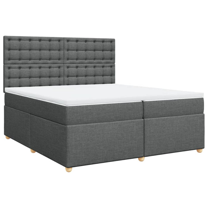 Pat box spring cu saltea, gri închis, 200x200 cm, textil - WALTI WALTI