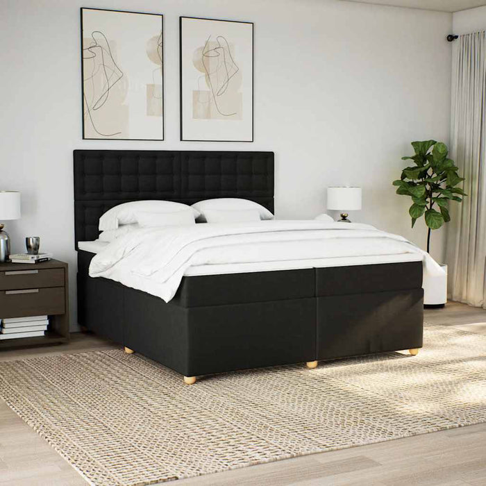 Pat box spring cu saltea, negru, 200x200 cm, textil - WALTI WALTI