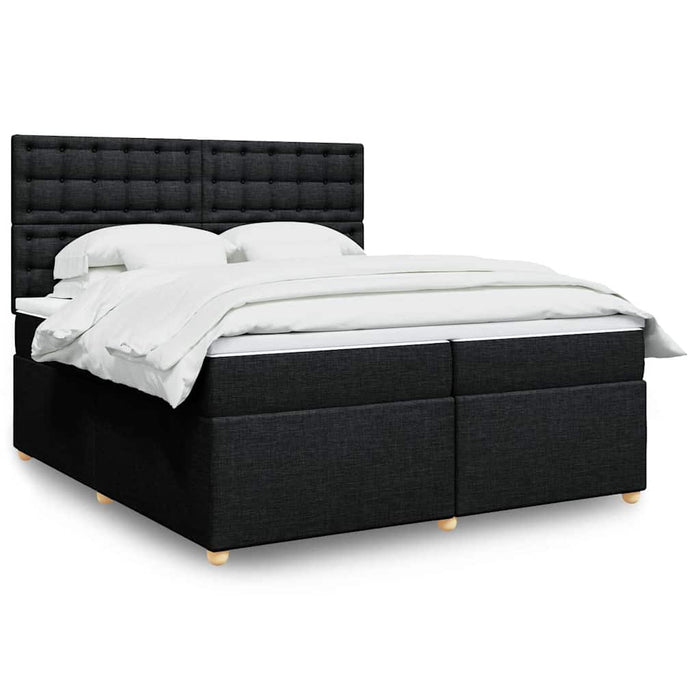 Pat box spring cu saltea, negru, 200x200 cm, textil - WALTI WALTI