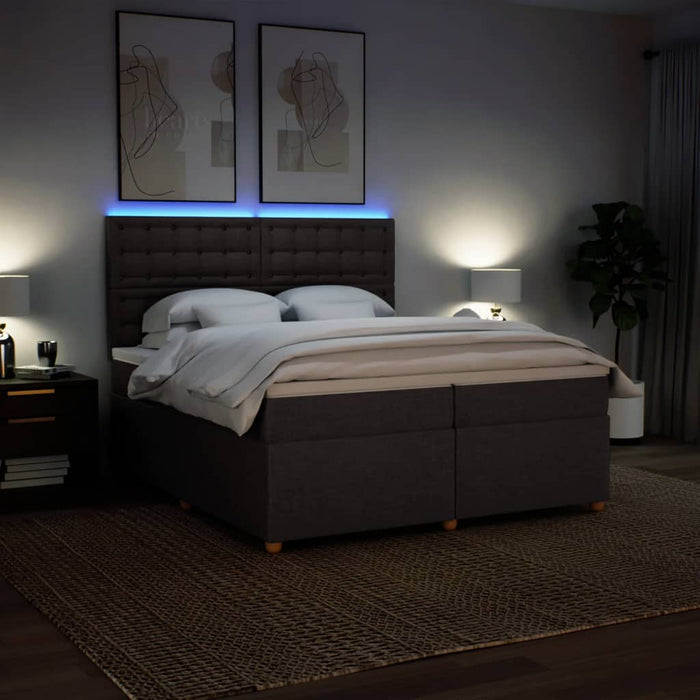 Pat box spring cu saltea, maro închis, 200x200 cm, textil - WALTI WALTI