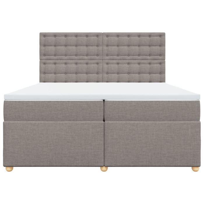Pat box spring cu saltea, gri taupe, 200x200 cm, textil WALTI