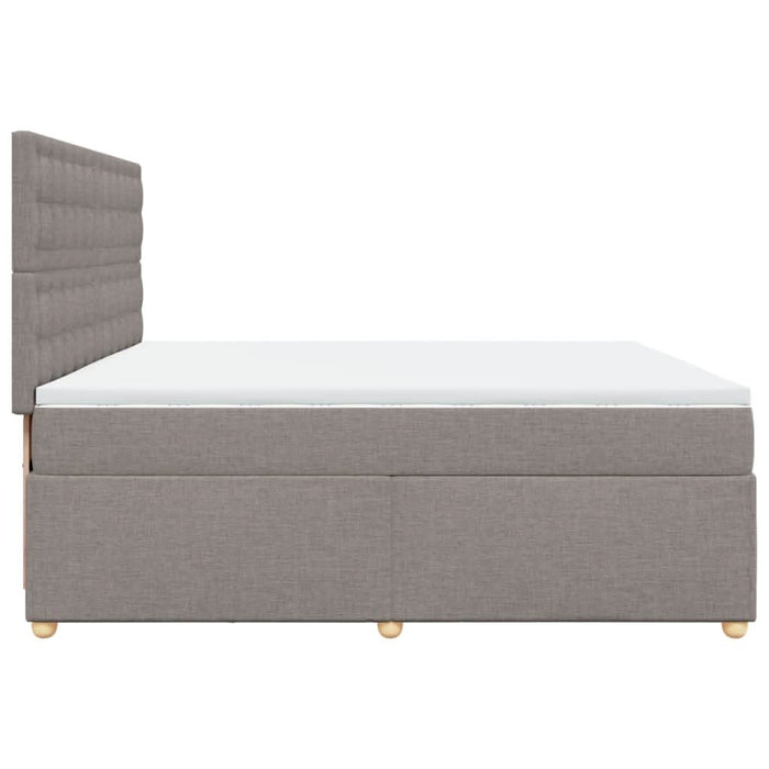 Pat box spring cu saltea, gri taupe, 200x200 cm, textil WALTI
