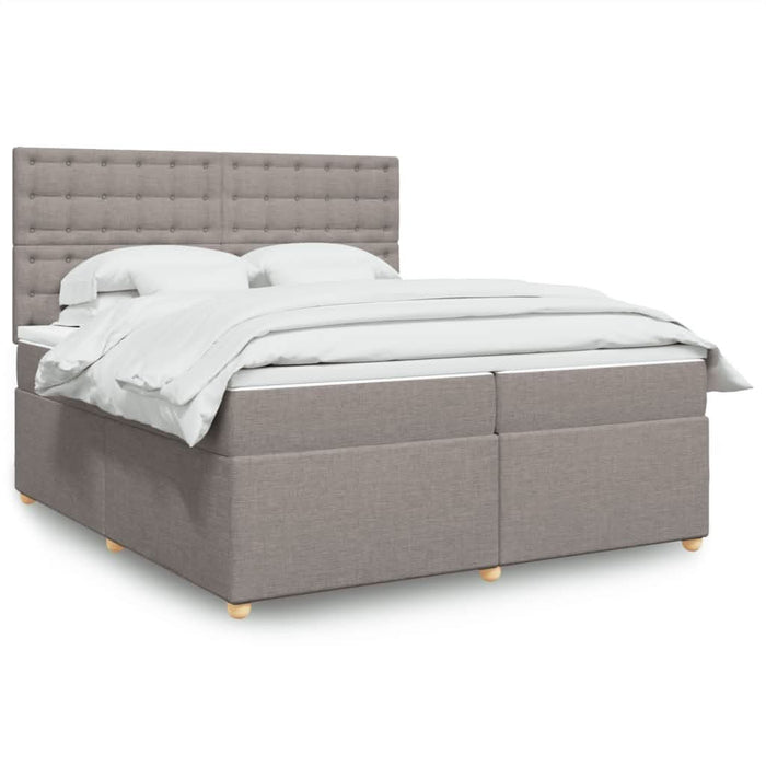 Pat box spring cu saltea, gri taupe, 200x200 cm, textil WALTI