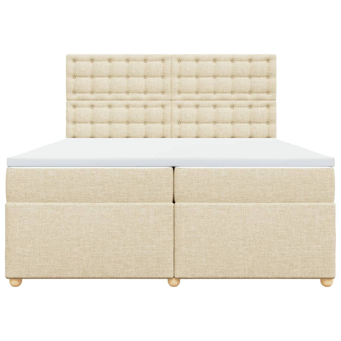 Pat box spring cu saltea, crem, 200x200 cm, textil WALTI