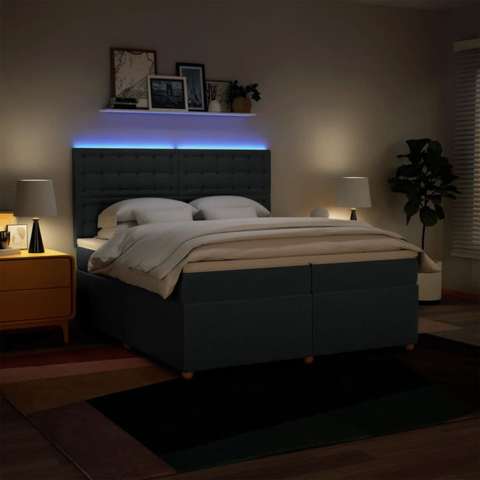 Pat box spring cu saltea, albastru, 200x200 cm, textil - WALTI WALTI