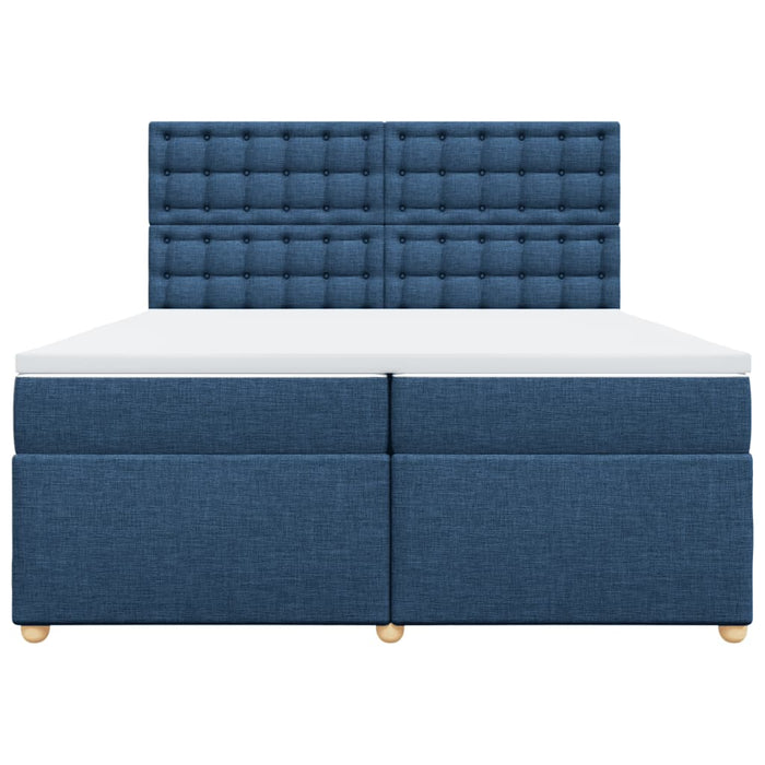 Pat box spring cu saltea, albastru, 200x200 cm, textil - WALTI WALTI