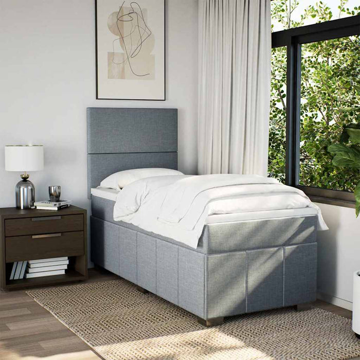 Pat continental cu saltea, gri deschis, 80x200 cm, textil - WALTI WALTI