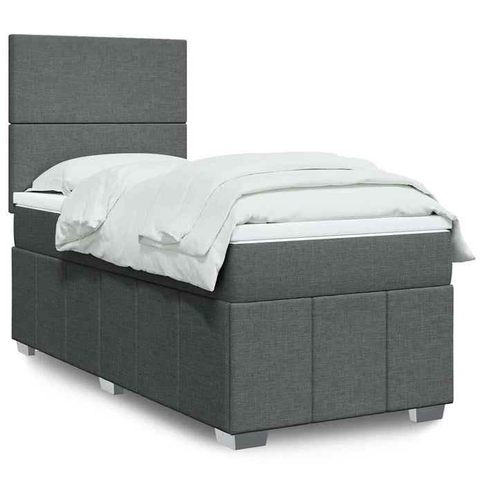Pat box spring cu saltea, gri închis, 80x200 cm, textil - WALTI WALTI