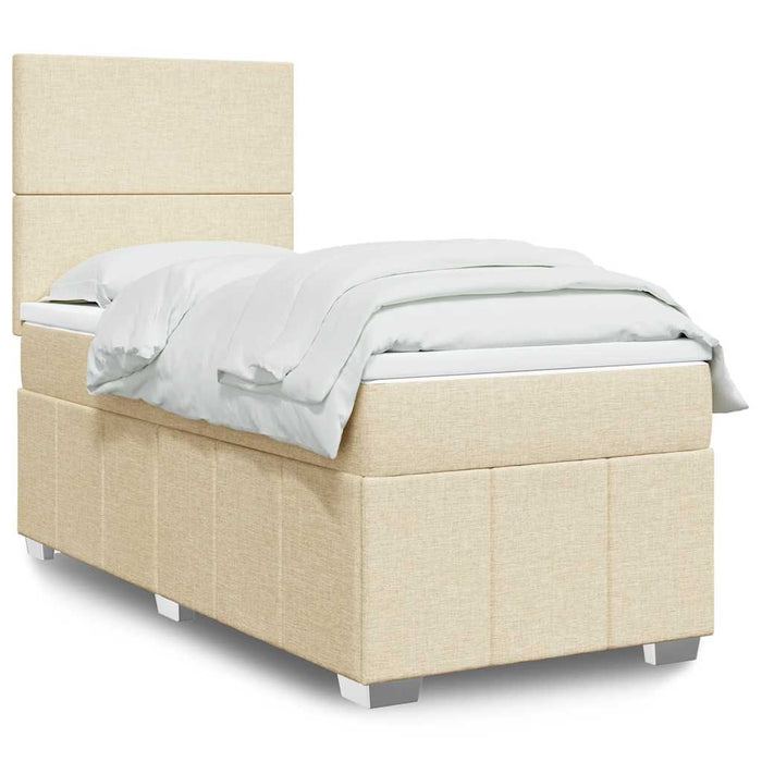 Pat box spring cu saltea, crem, 80x200 cm, textil - WALTI WALTI