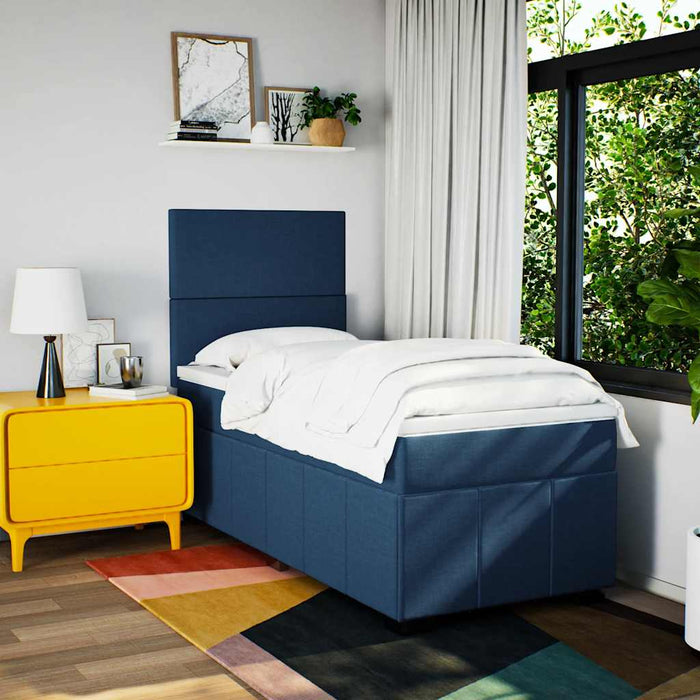 Pat box spring cu saltea, albastru, 80x200 cm, textil - WALTI WALTI