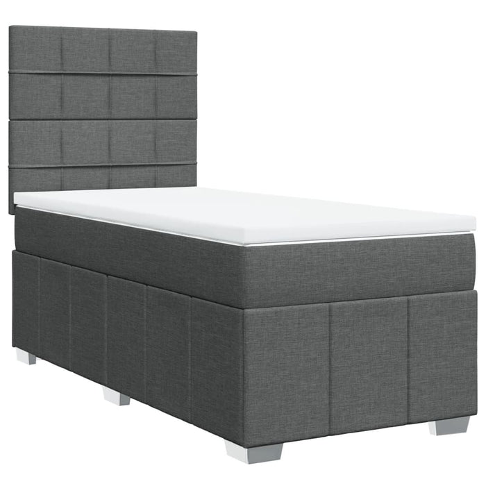 Pat box spring cu saltea, gri închis, 80x200 cm, textil - WALTI WALTI