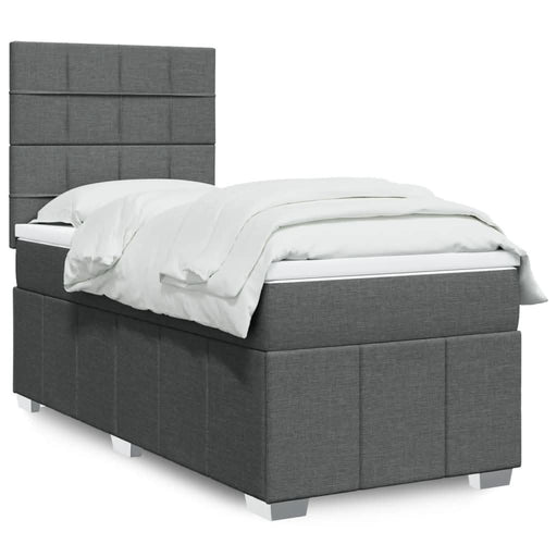 Pat box spring cu saltea, gri închis, 80x200 cm, textil - WALTI WALTI