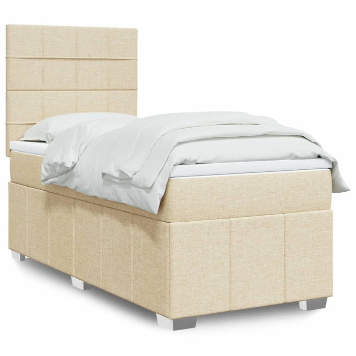 Pat box spring cu saltea, crem, 80x200 cm, textil - WALTI WALTI