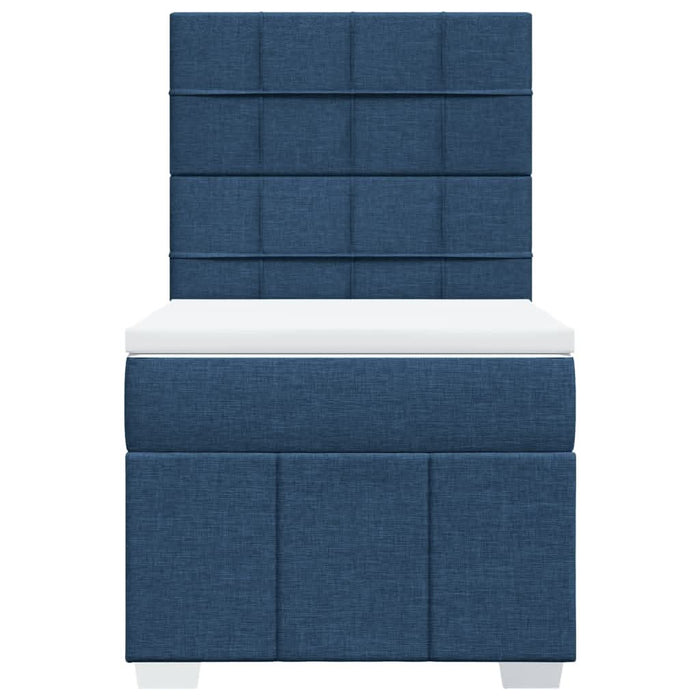 Pat box spring cu saltea, albastru, 80x200 cm, textil WALTI