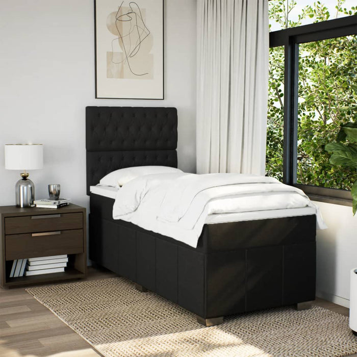 Pat box spring cu saltea, negru, 80x200 cm, textil - WALTI WALTI