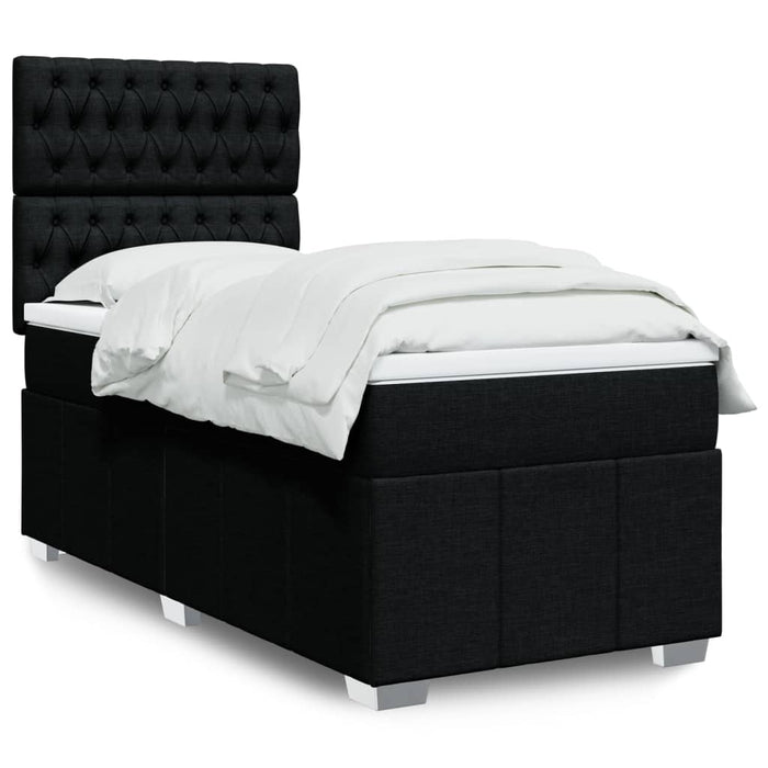 Pat box spring cu saltea, negru, 80x200 cm, textil - WALTI WALTI