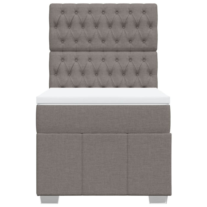 Pat box spring cu saltea, gri taupe, 80x200 cm, textil WALTI