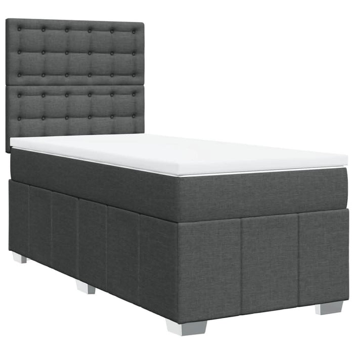 Pat box spring cu saltea, gri închis, 80x200 cm, textil WALTI