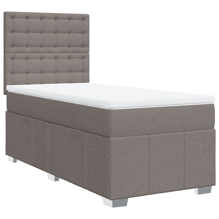 Pat box spring cu saltea, gri taupe, 80x200 cm, textil WALTI
