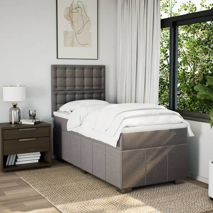 Pat box spring cu saltea, gri taupe, 80x200 cm, textil WALTI