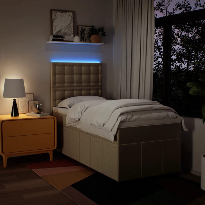 Pat box spring cu saltea, crem, 80x200 cm, textil - WALTI WALTI