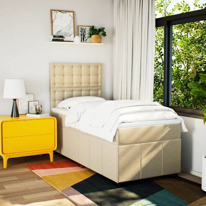Pat box spring cu saltea, crem, 80x200 cm, textil - WALTI WALTI