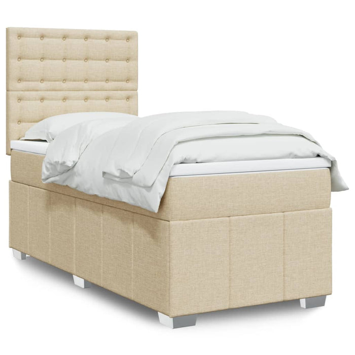 Pat box spring cu saltea, crem, 80x200 cm, textil - WALTI WALTI