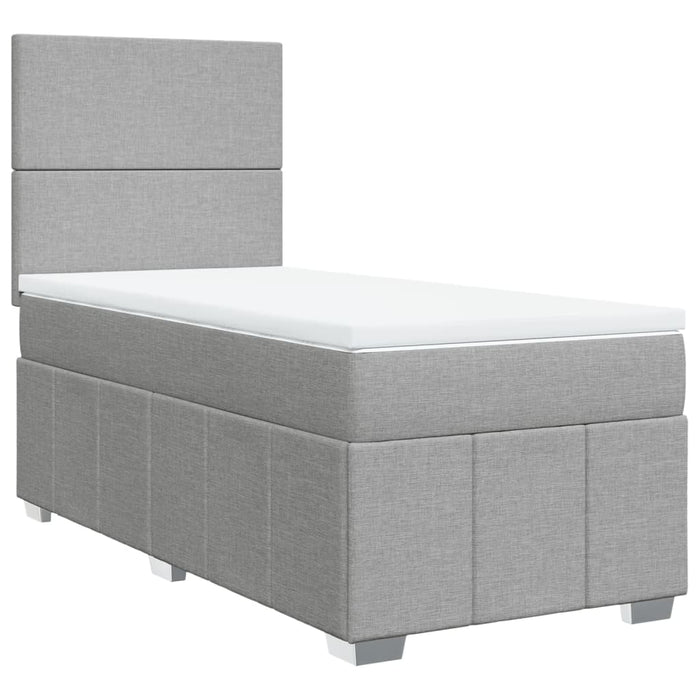 Pat box spring cu saltea, gri deschis, 90x190 cm, textil - WALTI WALTI