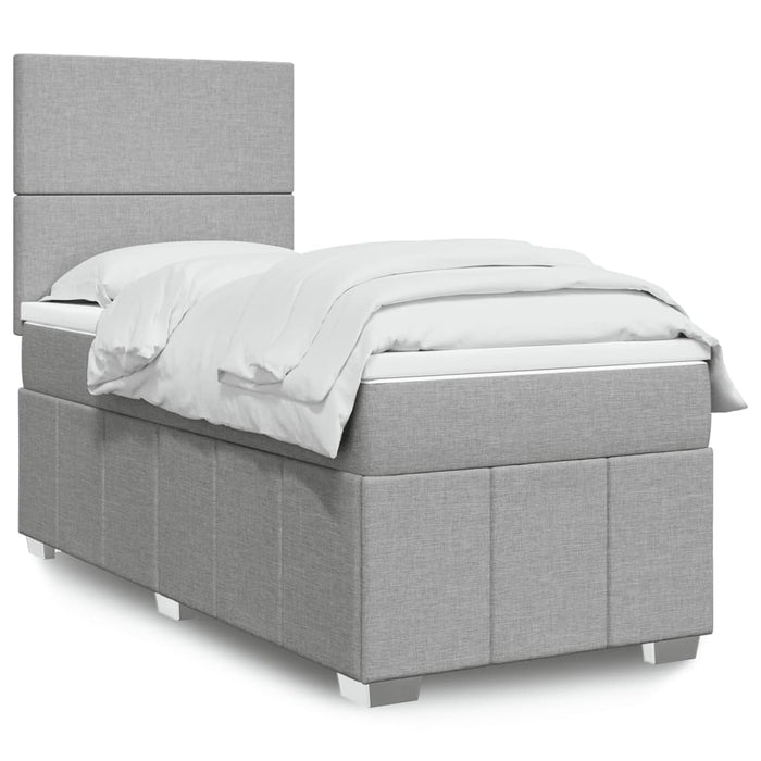 Pat box spring cu saltea, gri deschis, 90x190 cm, textil - WALTI WALTI