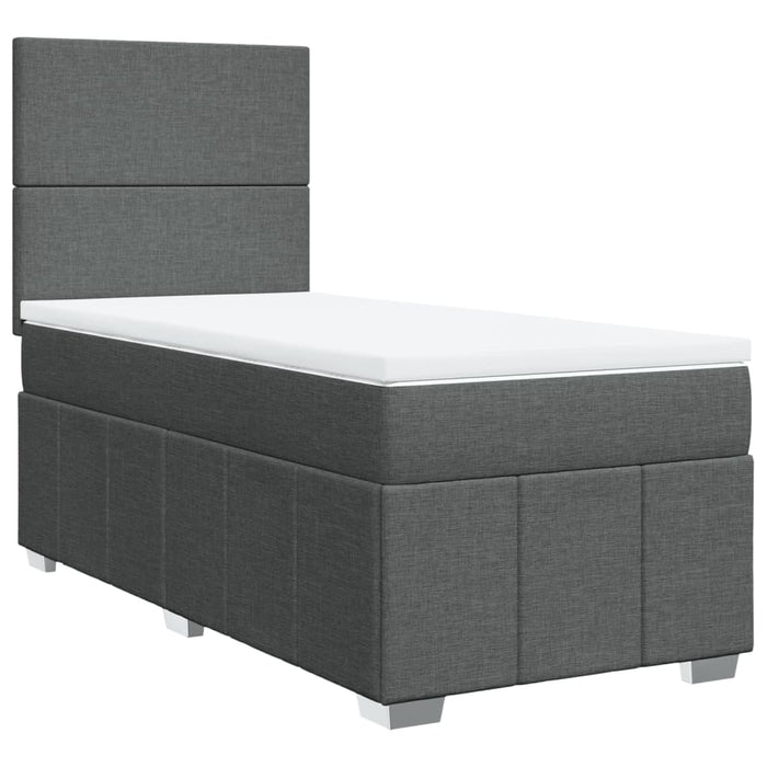 Pat box spring cu saltea, gri închis, 90x190 cm, textil - WALTI WALTI