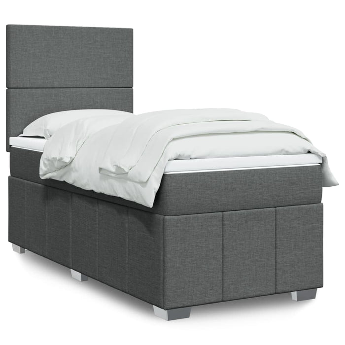 Pat box spring cu saltea, gri închis, 90x190 cm, textil - WALTI WALTI