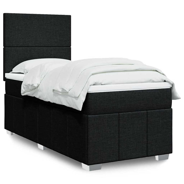 Pat box spring cu saltea, negru, 90x190 cm, textil - WALTI WALTI