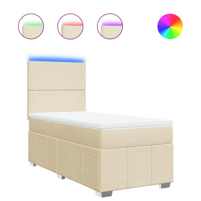 Pat box spring cu saltea, crem, 90x190 cm, textil - WALTI WALTI