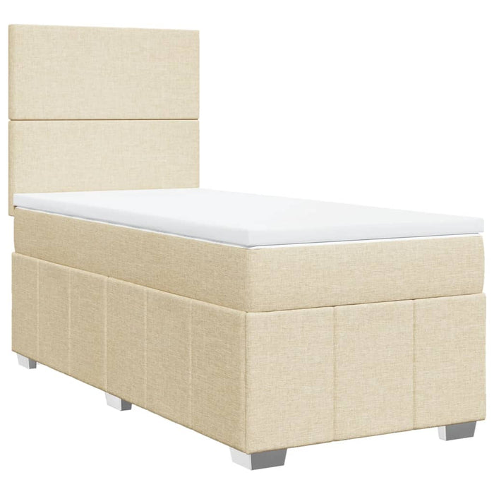 Pat box spring cu saltea, crem, 90x190 cm, textil - WALTI WALTI