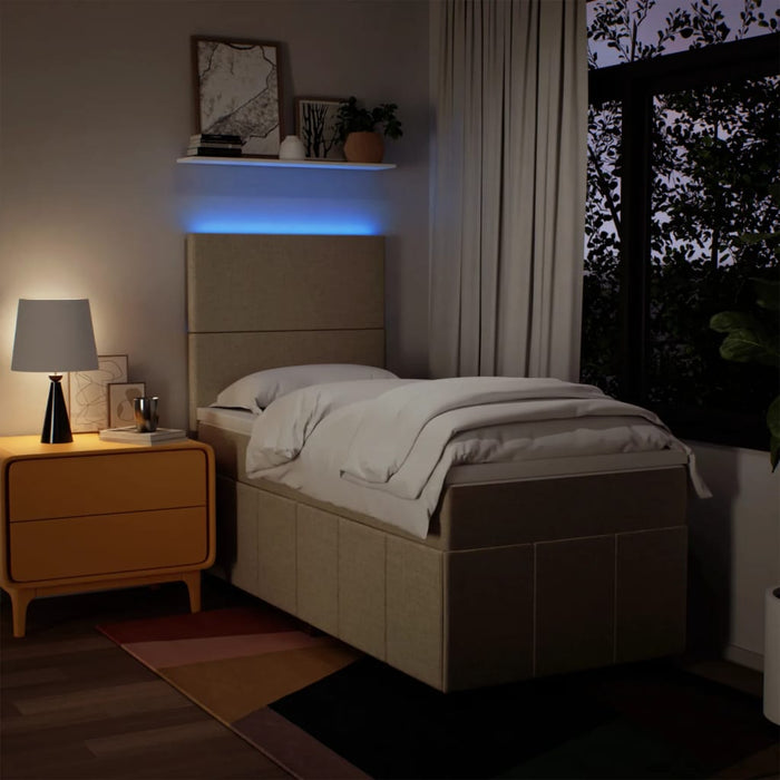 Pat box spring cu saltea, crem, 90x190 cm, textil - WALTI WALTI