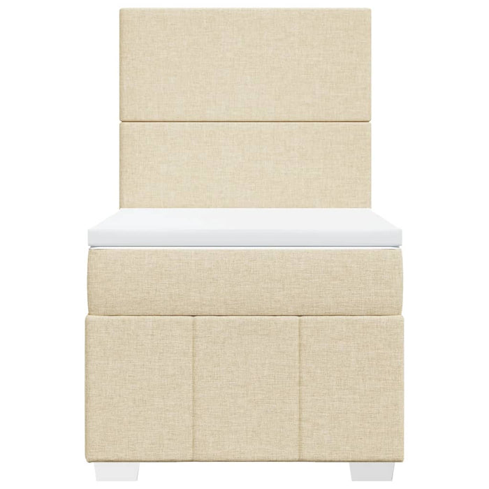Pat box spring cu saltea, crem, 90x190 cm, textil - WALTI WALTI