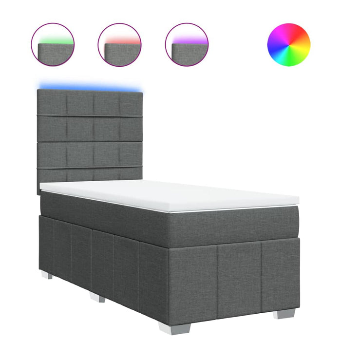 Pat box spring cu saltea, gri închis, 90x190 cm, textil - WALTI WALTI