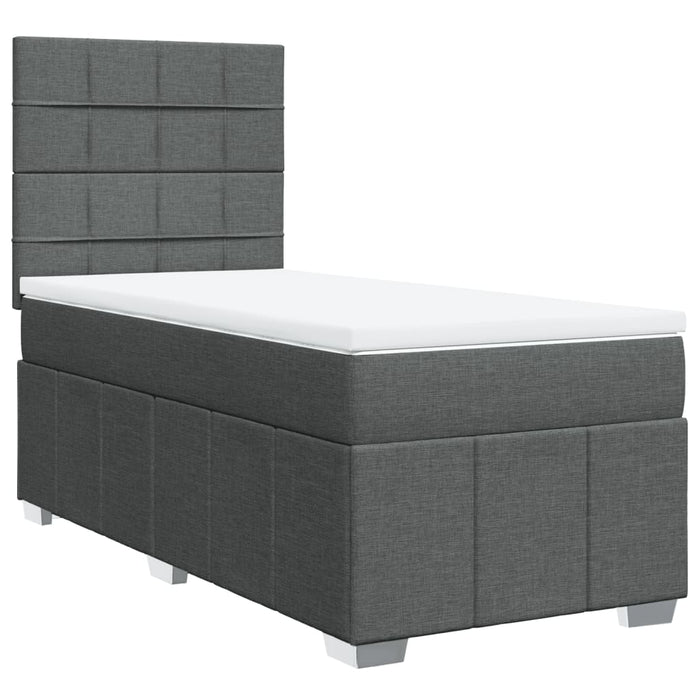 Pat box spring cu saltea, gri închis, 90x190 cm, textil - WALTI WALTI