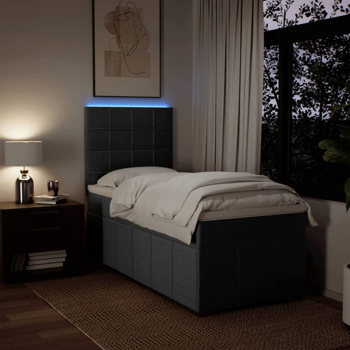 Pat box spring cu saltea, gri închis, 90x190 cm, textil - WALTI WALTI