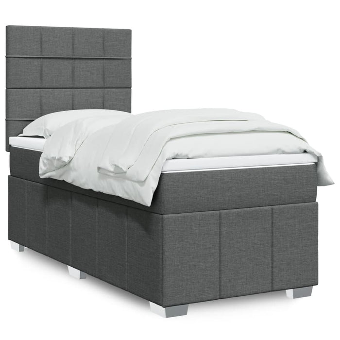 Pat box spring cu saltea, gri închis, 90x190 cm, textil - WALTI WALTI