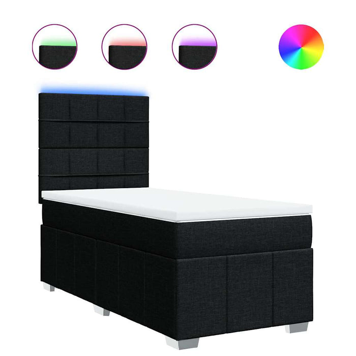 Pat box spring cu saltea, negru, 90x190 cm, textil - WALTI WALTI