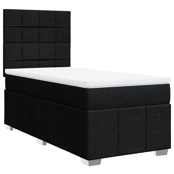 Pat box spring cu saltea, negru, 90x190 cm, textil - WALTI WALTI