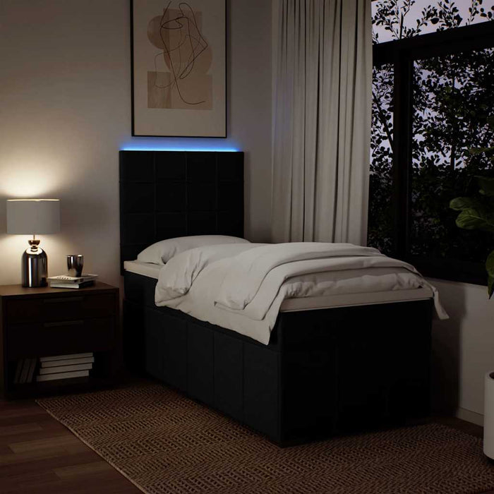 Pat box spring cu saltea, negru, 90x190 cm, textil - WALTI WALTI