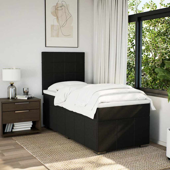 Pat box spring cu saltea, negru, 90x190 cm, textil - WALTI WALTI
