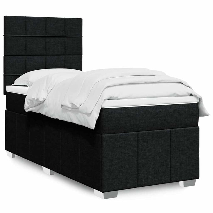 Pat box spring cu saltea, negru, 90x190 cm, textil - WALTI WALTI